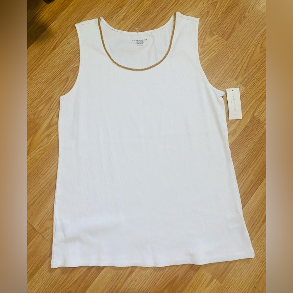 Charter Club sleeveless white tank top for women.